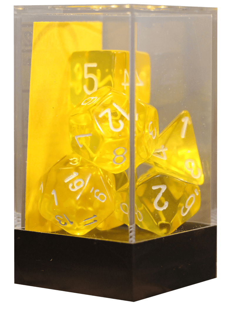 Translucent Polyhedral 7-Die Set Yellow/white (Chessex) (23072)