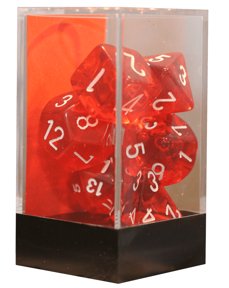 Translucent Polyhedral 7-Die Set (Red/white) (Chessex) (23074)