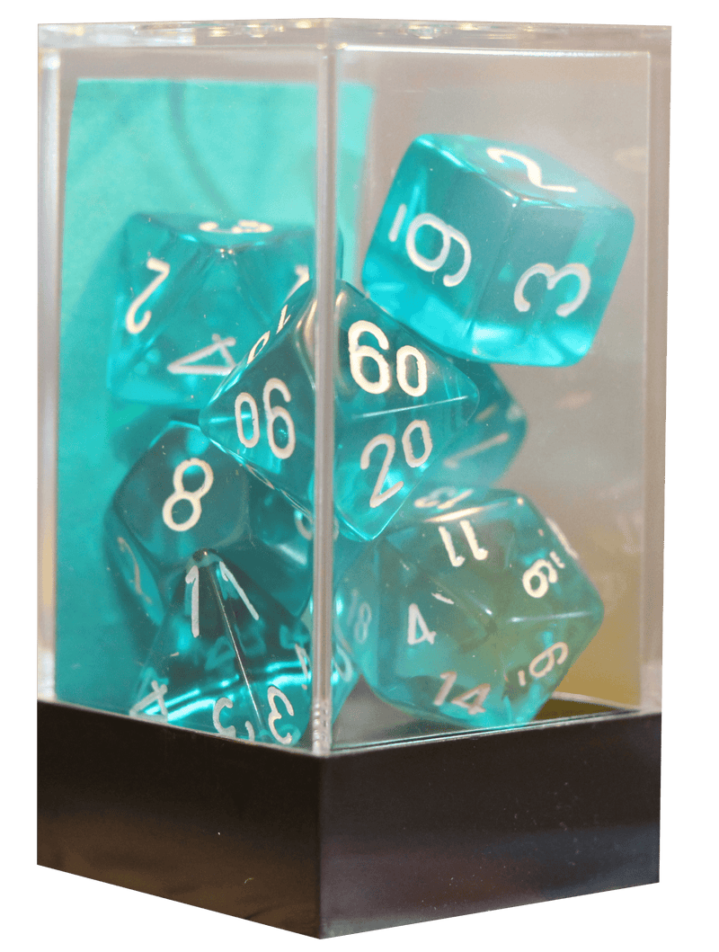 Translucent Polyhedral 7-Die Set Teal/white (Chessex) (23085)