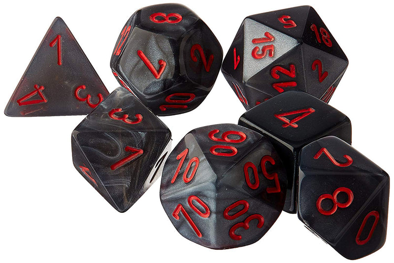 Velvet Polyhedral 7-Die Set Black w/red (Chessex) (27478)