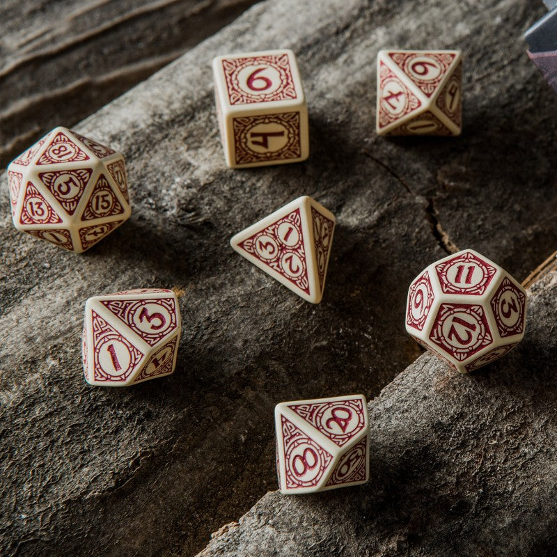 Viking Beige & burgundy Dice Set (7) (Q-Workshop) (SVIK01)