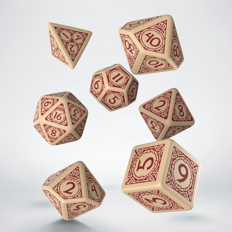 Viking Beige & burgundy Dice Set (7) (Q-Workshop) (SVIK01)