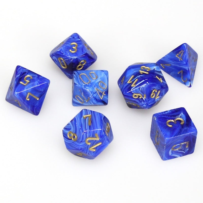 Vortex Polyhedral 7-Die Set Blue/gold (Chessex) (27436)