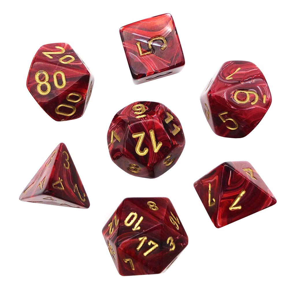 Vortex Polyhedral 7-Die Set Burgundy/gold -(Chessex) (27434)