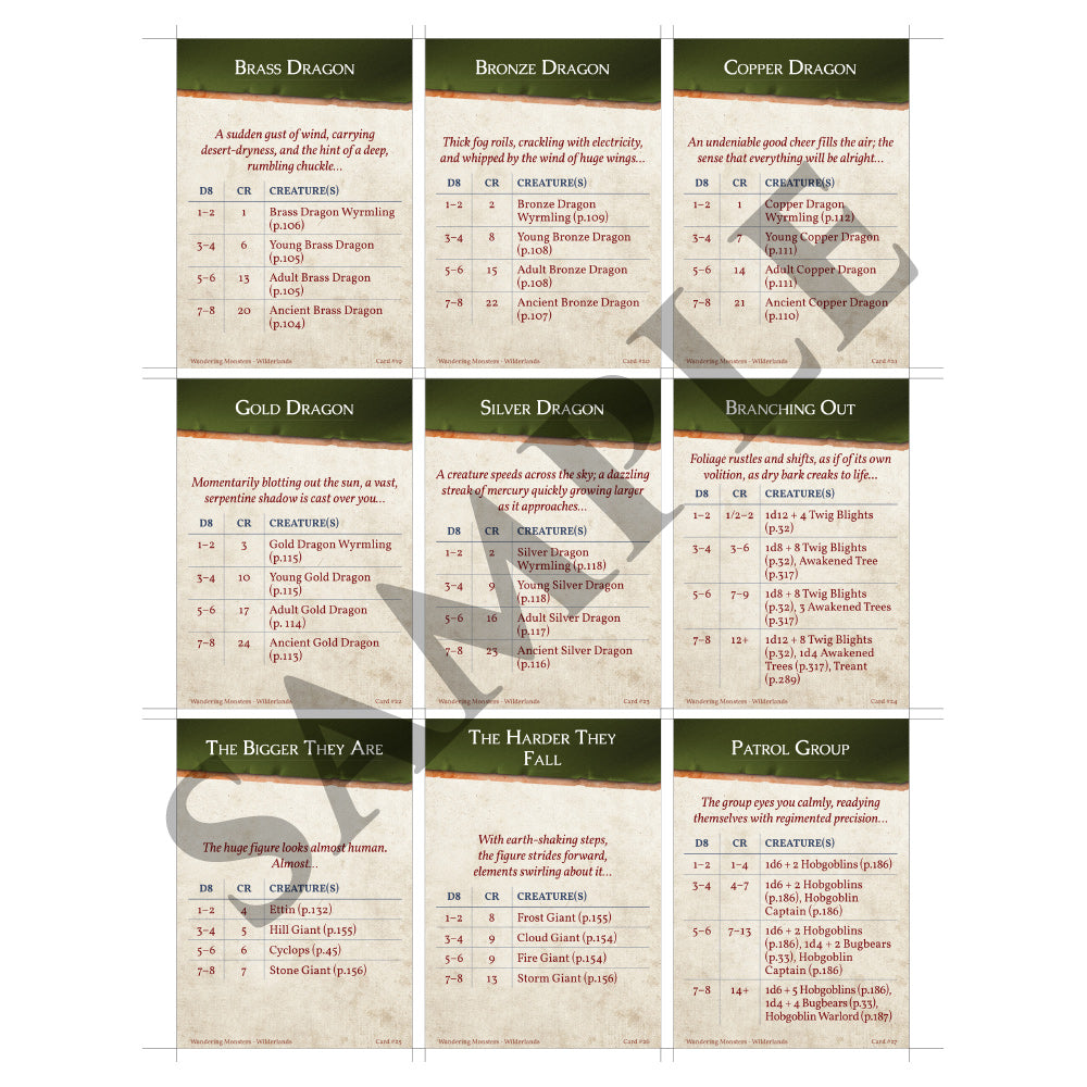 Wandering Monsters Deck: Wilderlands (5E)