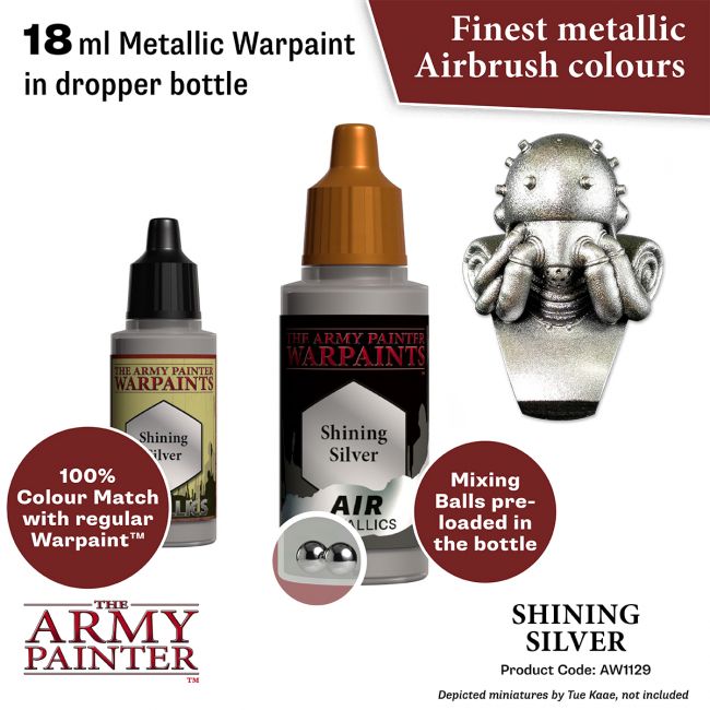 Warpaints Air Metallics: Shining Silver (The Army Painter) (AW1129) (125)