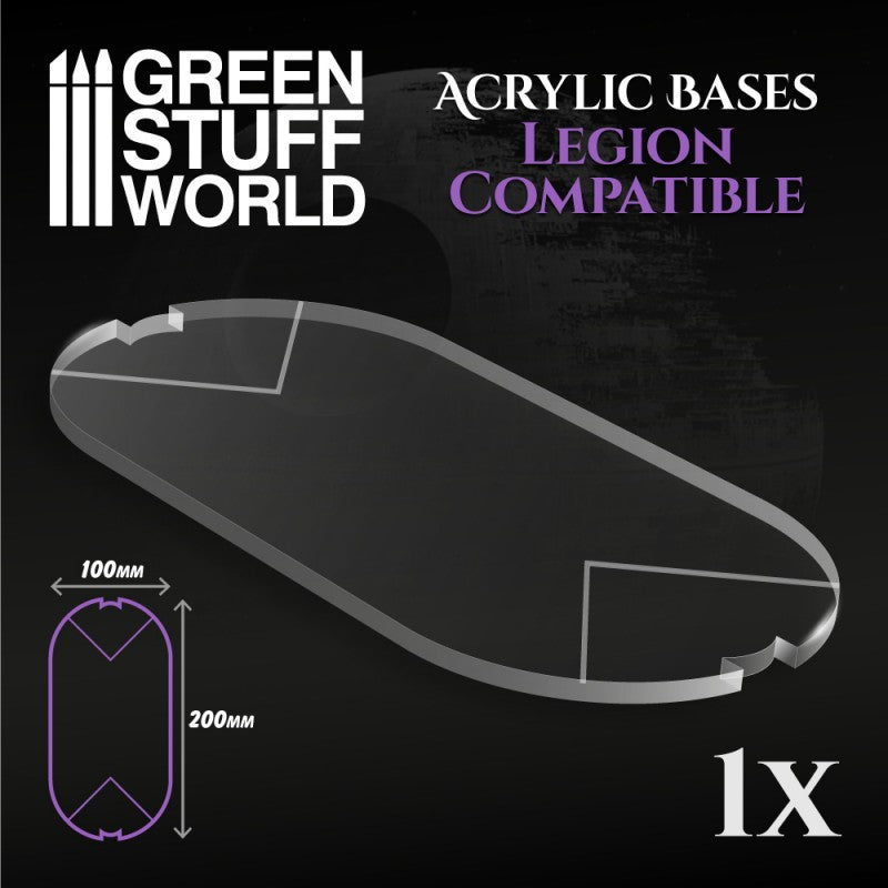 Acrylic Bases - Oval Pill 100x200mm (Legion) (Green Stuff World)