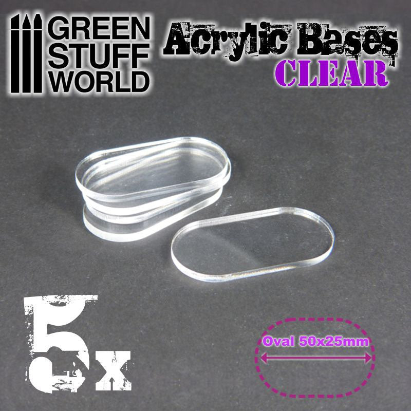 Acrylic Bases - Oval Pill 50x25mm CLEAR (Green Stuff World)