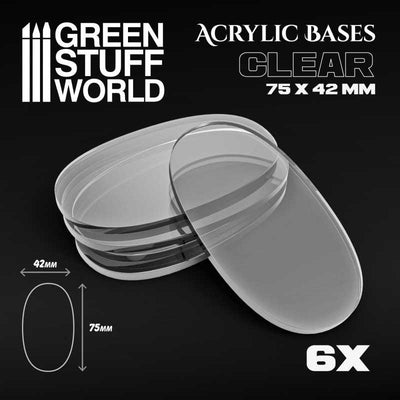 Acrylic Bases - Oval Pill 75x42mm CLEAR (Green Stuff World)