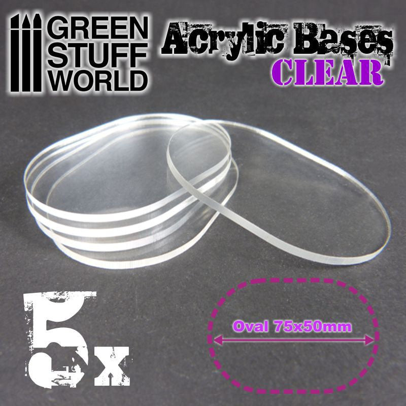 Acrylic Bases - Oval Pill 75x50mm CLEAR (Green Stuff World)