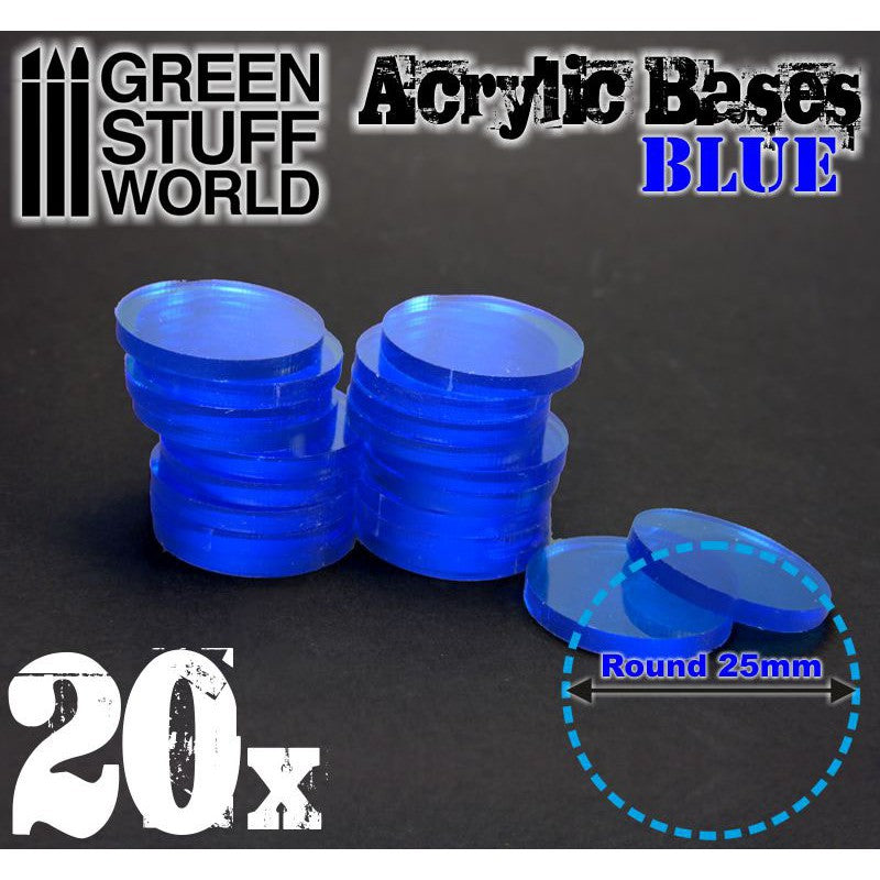 Acrylic Bases - Round 25 mm CLEAR BLUE (Green Stuff World)