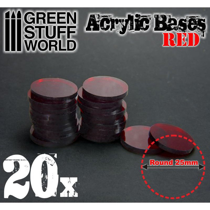 Acrylic Bases - Round 25 mm CLEAR RED (Green Stuff World)