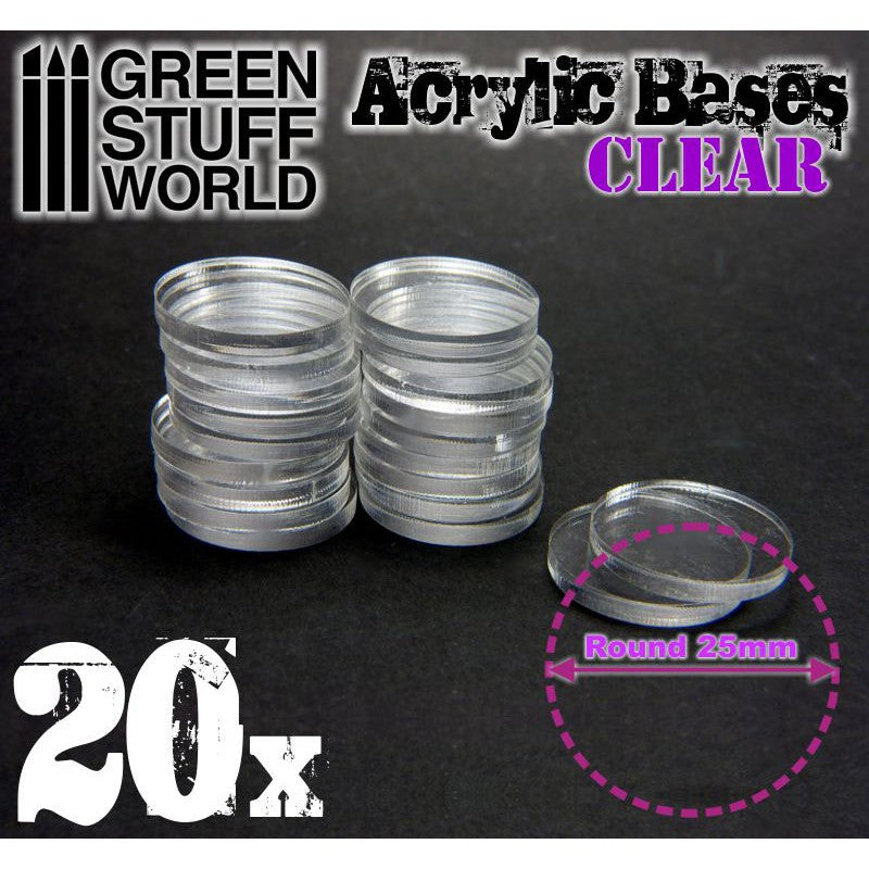 Acrylic Bases - Round 25 mm CLEAR (Green Stuff World)
