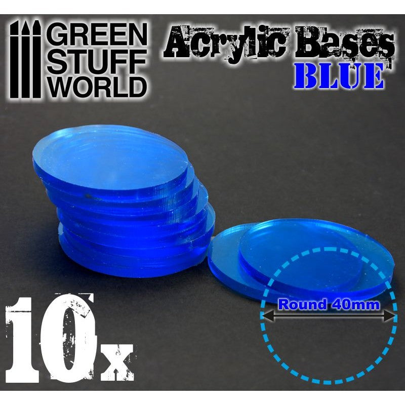 Acrylic Bases - Round 40 mm CLEAR BLUE (Green Stuff World)
