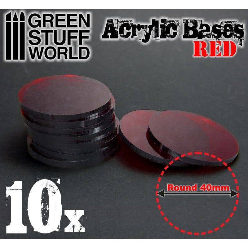 Acrylic Bases - Round 40 mm CLEAR RED (Green Stuff World)
