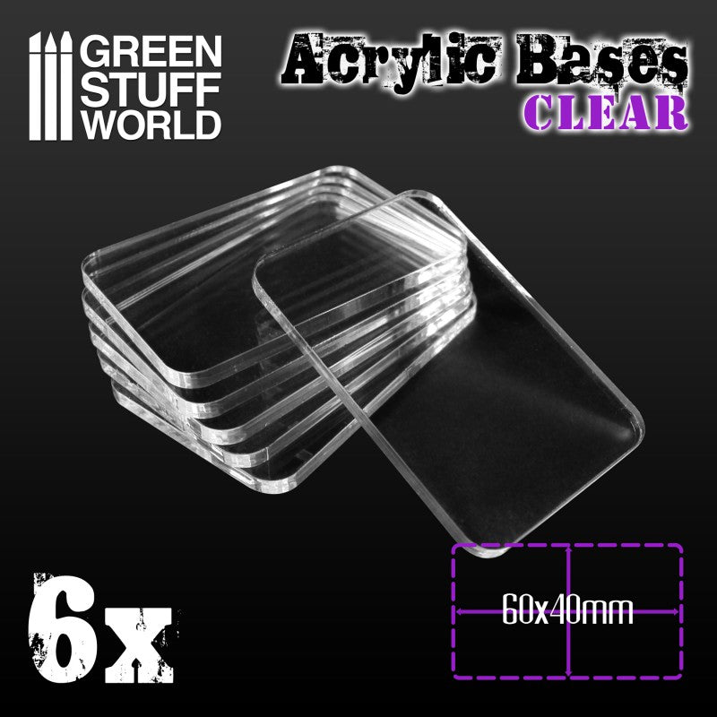 Acrylic Bases - Square 60x40mm CLEAR (Green Stuff World)