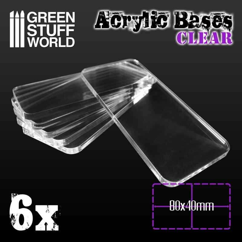 Acrylic Bases - Square 80x40mm CLEAR (Green Stuff World)