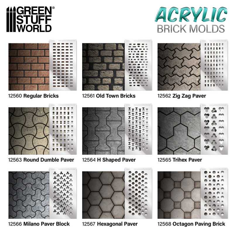 Acrylic molds - Octagon Paving Brick (Green Stuff World)