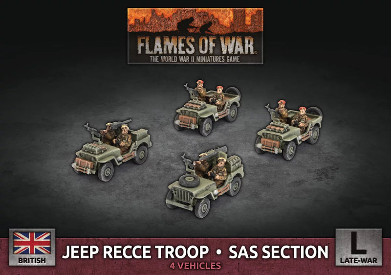 Flames of War: Jeep Recce Troop/SAS Section (4x Plastic) (BBX73)