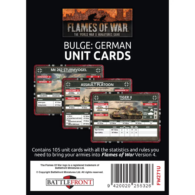Flames of War: Bulge - Germans Unit Cards (105x Cards) (FW271U)