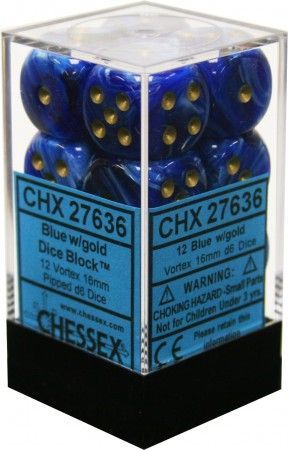 Vortex 16mm D6 Blue/gold (Chessex) (27636)