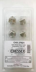 Solid Metal Silver Colour Poly 7 die set (Chessex) (27021)