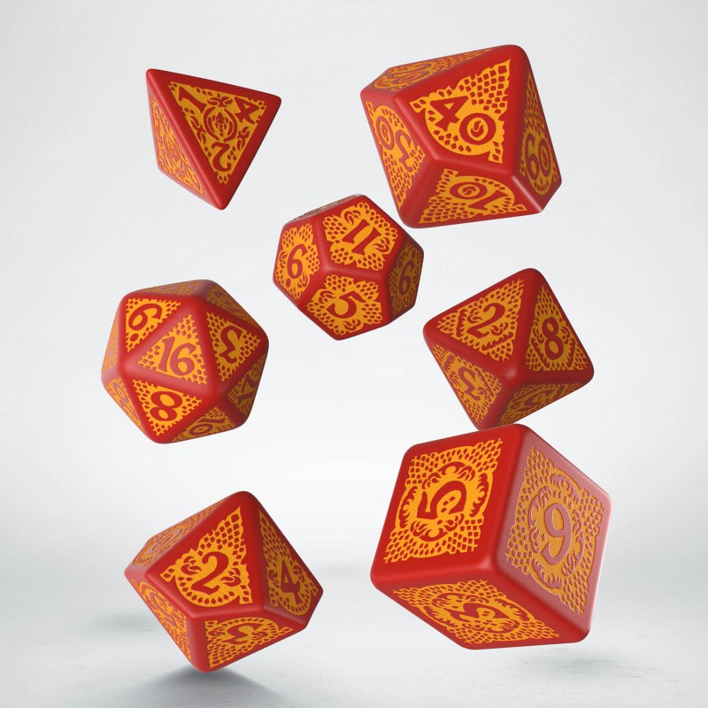 Dragon Slayer Red & orange Dice Set (7) (Q-Workshop) (SDRS1D)