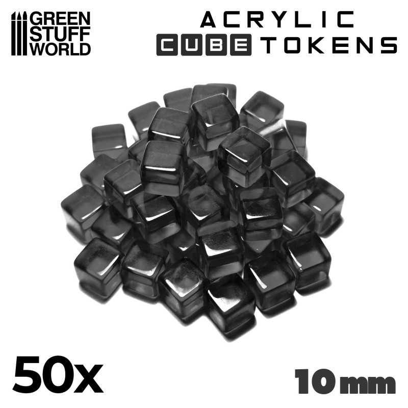 Gaming Tokens - Black Cubes 10mm (Green Stuff World)