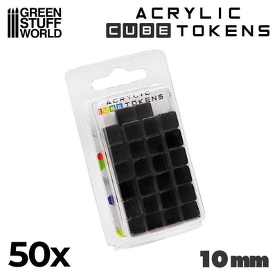 Gaming Tokens - Black Cubes 10mm (Green Stuff World)
