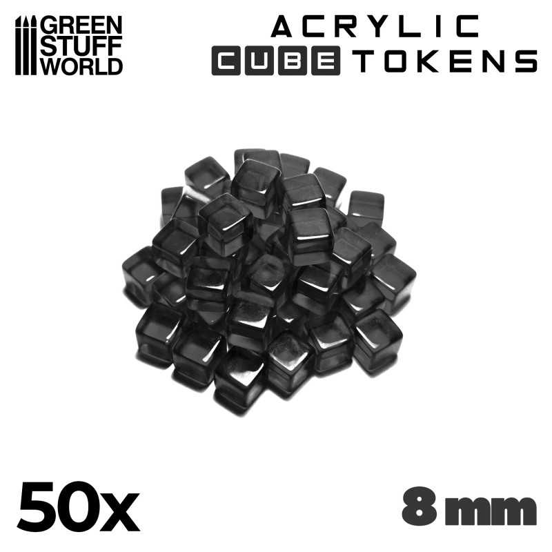 Gaming Tokens - Black Cubes 8mm (Green Stuff World)