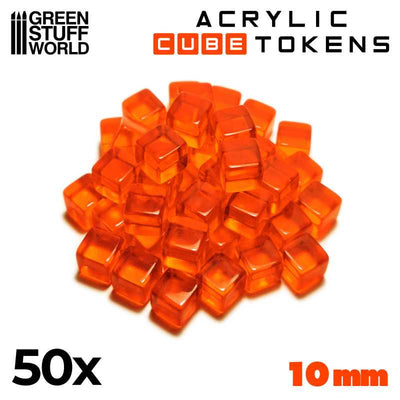Gaming Tokens - Orange Cubes 10mm (Green Stuff World)