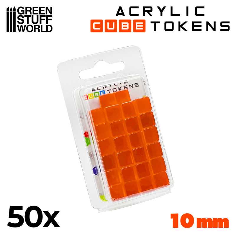 Gaming Tokens - Orange Cubes 10mm (Green Stuff World)