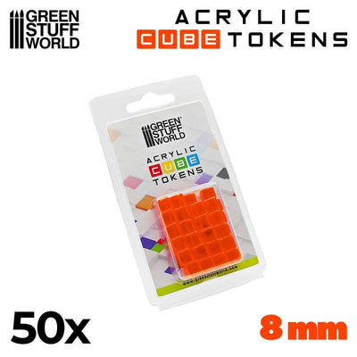 Gaming Tokens - Orange Cubes 8mm (Green Stuff World)