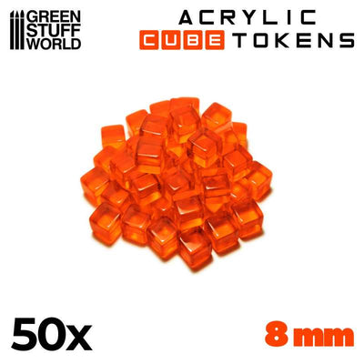 Gaming Tokens - Orange Cubes 8mm (Green Stuff World)