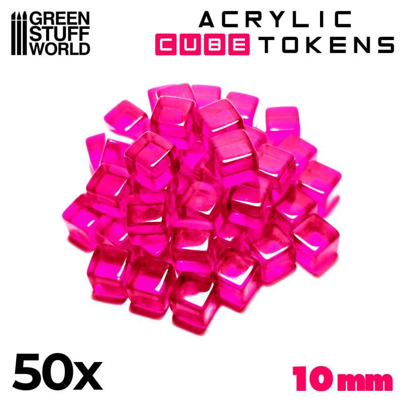 Gaming Tokens - Pink Cubes 10mm (Green Stuff World)