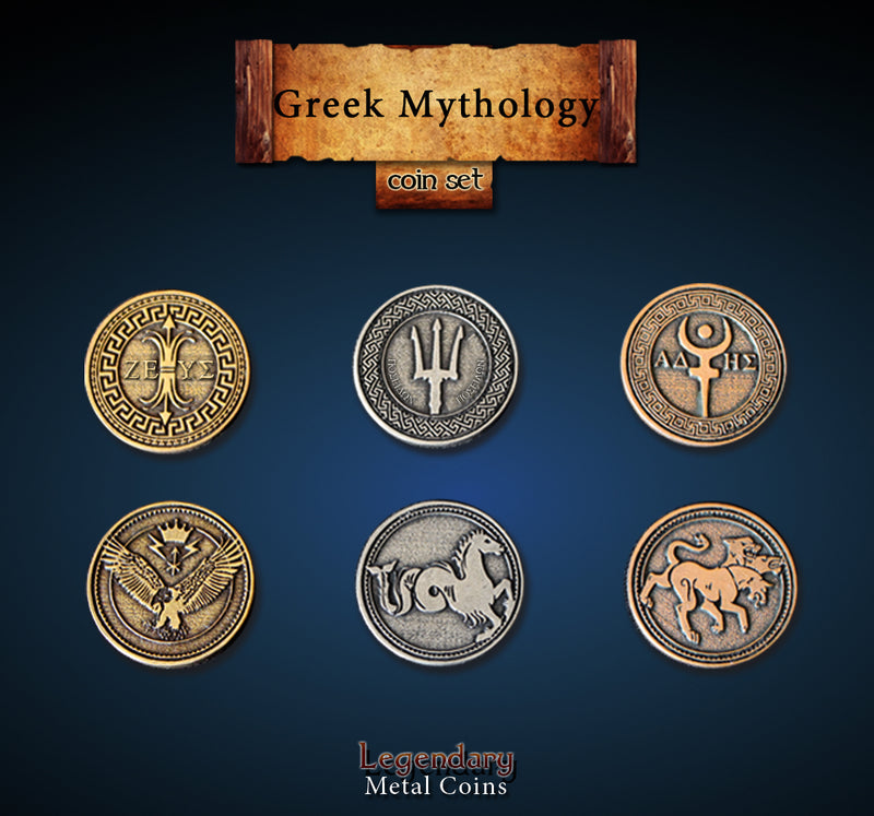 Legendary Metal Coins - Greek Mythology Metal Coin Set (Drawlab)
