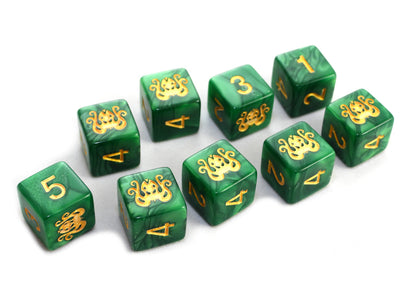 Elder Dice: Brand of Cthulhu Dice - Drowned Green d6 set