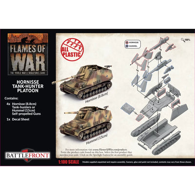Flames of War: Hornisse (8.8cm) / Hummel (15cm) Tank-Hunter Platoon (x4 Plastic) (GBX182)