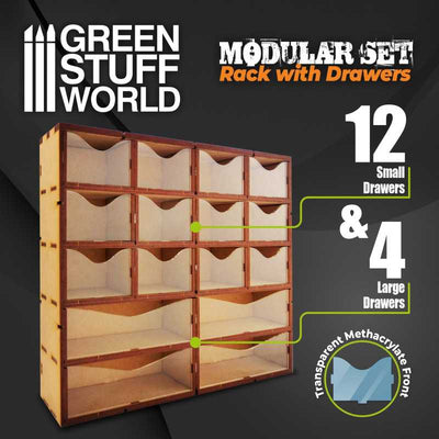 MDF Vertical rack with Drawers (Green Stuff World)