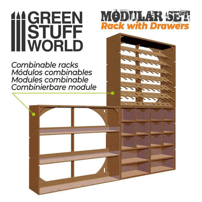 MDF Vertical rack with Drawers (Green Stuff World)