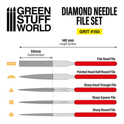 Diamond Needle Files Set - Grit 150 (Green Stuff World)