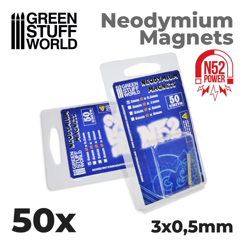 Neodymium Magnets 3x0'5mm - 50 units (N52) (Green Stuff World)