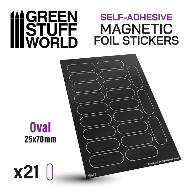 Oval Magnetic Sheet SELF-ADHESIVE - 25x70mm (Green Stuff World)