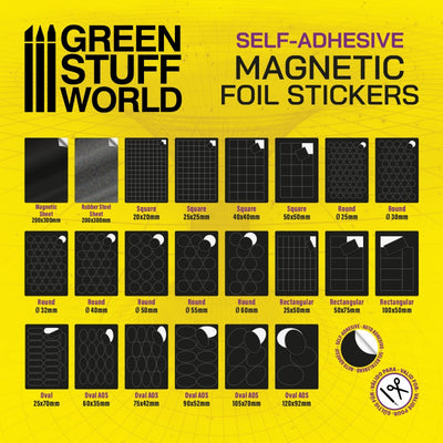 Oval Magnetic Sheet SELF-ADHESIVE - 60x35mm (Green Stuff World)