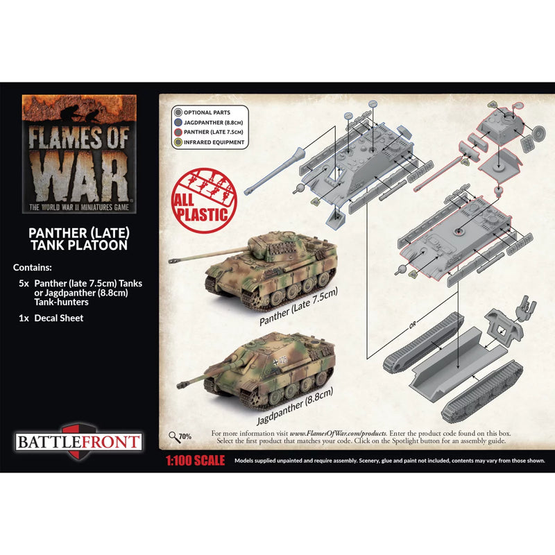 Flames of War: Panther (late 7.5cm) / Jagdpanther (8.8cm) Platoon (5x Plastic) (GBX181)