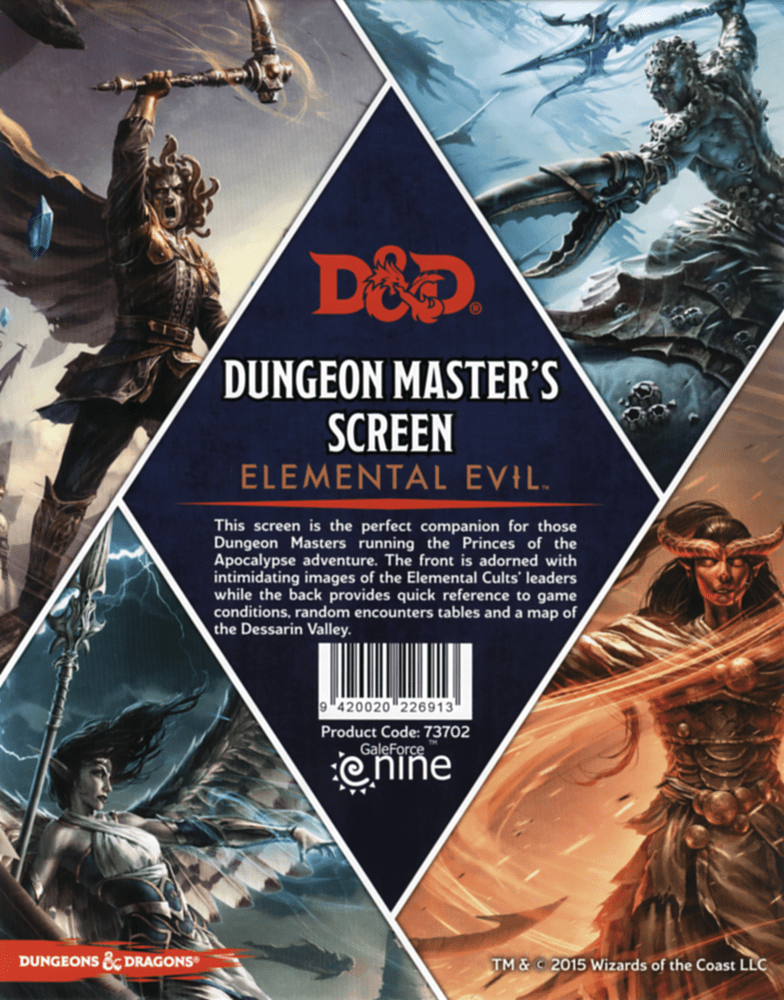 Dungeons & Dragons (5th Edition):  Elemental Evil Dungeon Master's Screen