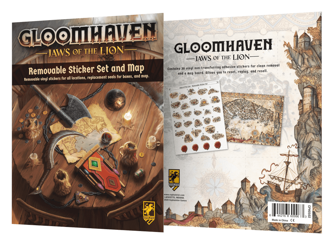 Gloomhaven: Jaws of The Lion – Removable Sticker Set and Map