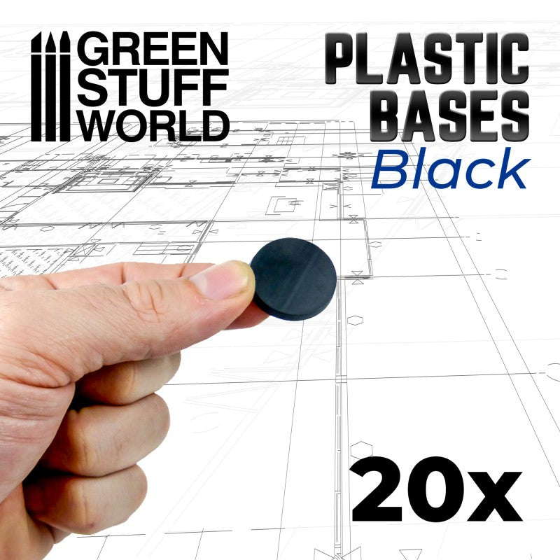 Plastic Bases - Round 28.5mm BLACK (Green Stuff World)