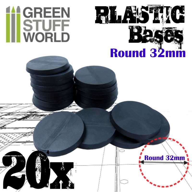 Plastic Bases - Round 32mm BLACK (Green Stuff World)