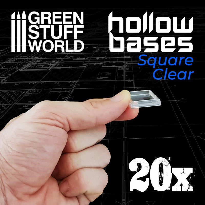 Plastic CLEAR Square Hollow Base 20mm (Green Stuff World)